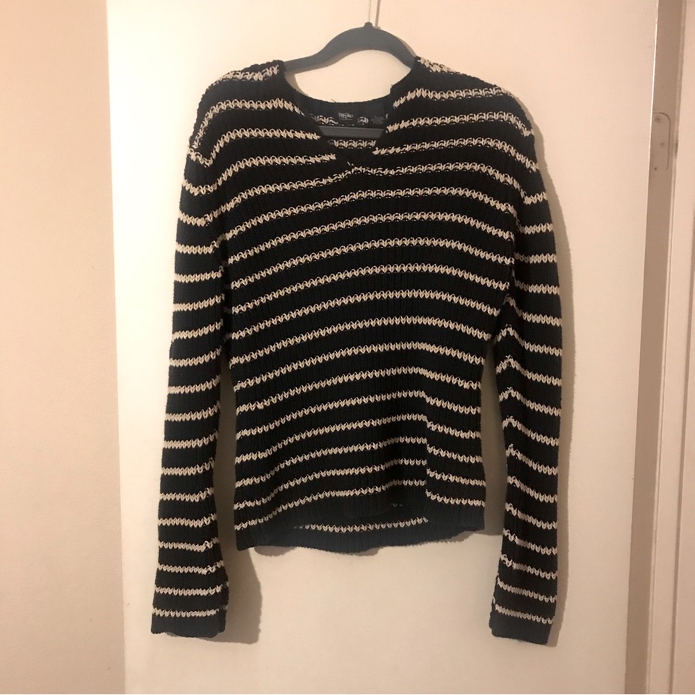 Large heavy knit striped sweater